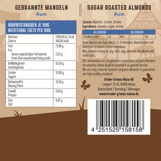Brüder Grimms Nüsse - Sugar Roasted Almonds - Rum