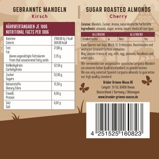 Brder Grimms Nsse - Sugar Roasted Almonds - Cherry 200g